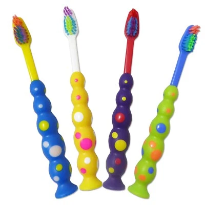 DENTAL AESTHETICS Childrens Toothbrush x 4 ~ Set Colour Manual Brush Kids Teeth for 3, 5, 7 years+