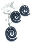 Brighton Free Spirit Black Swirl Pendant Earrings & Necklace 32-36in Lot NWT