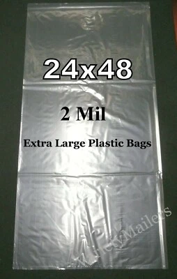 5 bolsas de plástico transparente 24""x 48"" extra grandes 2 mil bolsas 24x48 Foto 1 de 3