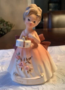 Enesco Happy Birthday Porcelain Figure With Present - Picture 1 of 9