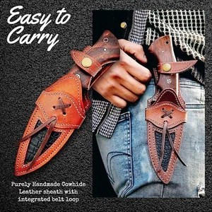 FUNDA DE CUERO GENUINO HECHA A MANO PERSONALIZADA PARA CUCHILLO DE HOJA FIJA EDC 2756 - Imagen 1 de 4