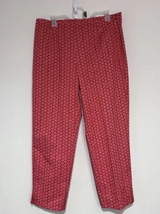 Susan Bristol Ankle Pants Women’s Size 14 Side Zip Red Geometric Nice - Picture 1 of 7
