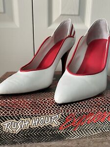 Vintage  Pre owned  Size 6 RUSH HOUR EXPRESS White Red Heels Womens Shoes