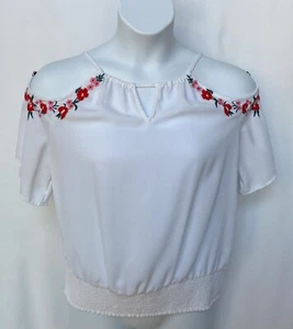 Thalia Sodi ladies size L cold shoulder blouse with floral embroidery. - Picture 1 of 7
