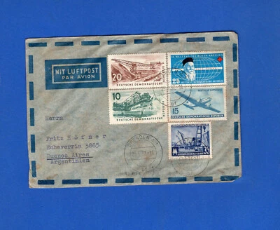 GERMANY DDR, 1957, AIR MAIL COVER TO ARGENTINA, NICE! - Image 1 of 2