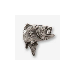 George G. Harris Wildlife Collection Drawer Pull - Jumping Largemouth ~ Pewter ~ - Picture 1 of 3