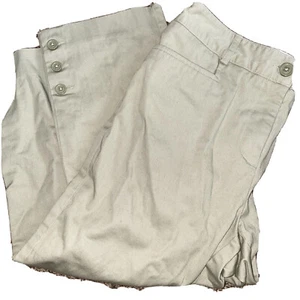 STUDIO WORKS 8p Pull On Capri Pants Khaki Tan Accented Hem Crop - Picture 1 of 8