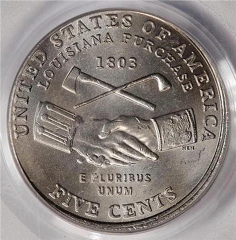 2004 PCGS MS 63 Partial Collar Handshake Nickel Mint Error Very Rare Date Cover