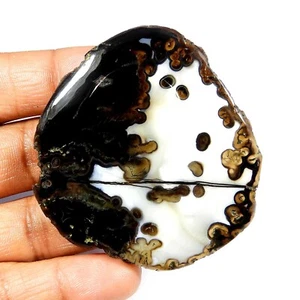 Natural Black Slice Geode Agate Druzy Gemstone Cabochon Loose 180 Cts #9954 - Picture 1 of 6