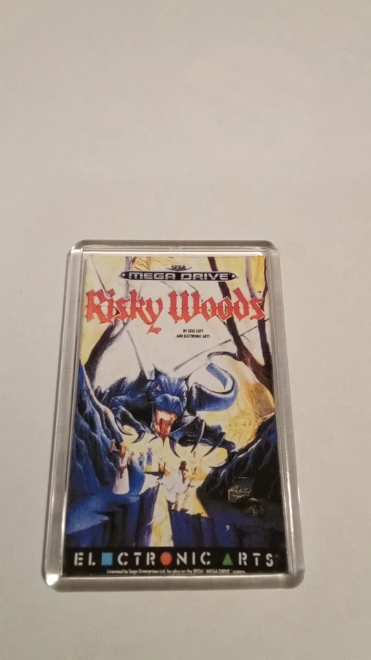 Risky Woods Sega Megadrive Genesis Cubierta de Juego Acrílico Imán de Nevera  Foto 1 de 1