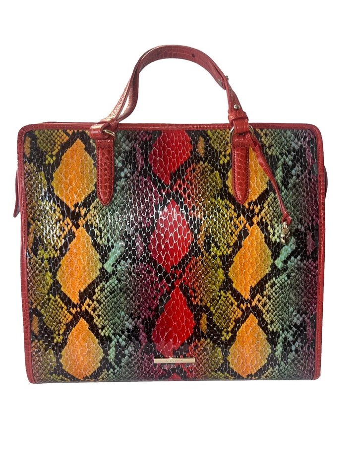 Brahmin TIA Red Dragon Experium Satchel Tote Bag Handbag