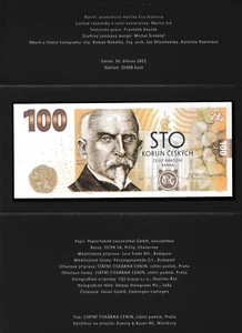 Tschechoslowakei / Czechoslovakia 100 KORUN GEDENKBANKNOTE IN FOLDER UNC. - Bild 1 von 2