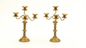 2 Kerzenständer Kerzenleuchter Kandelaber 4 flammig antik Messing WEIHNACHTEN - Bild 1 von 7