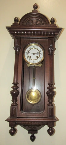 Antique Gustav Becker P42 Vienna Regulator Wall Clock 8-Day, Time/Strike Cover