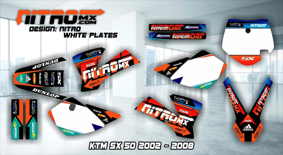 Kit gráfico NitroMX para KTM SX 50 SX50 2002 2003 2004 2005 2006 2007 2008 calcomanías Foto 1 de 1
