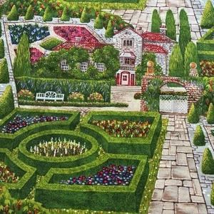 2 yds - Garden Maze Michael Miller 72x43 hedge labyrinth - Picture 1 of 8