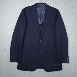 Suitsupply Blazer Mens 40L Navy Blue Havana Half Lined Patch Vitale Wool Jacket - Picture 1 of 18