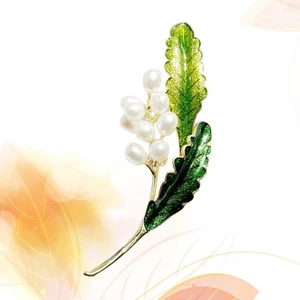 Colour Enamels Fashion Brooch Corsage Alloy Flower Breastpin with Pearl Women - Picture 1 of 11