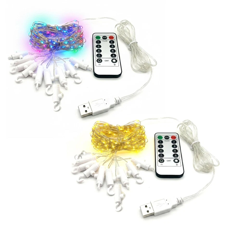 A2Z 3m x 3m LED Curtain Lights with Remote USB Fairy Lights Christmas Home Decor - Image 1 of 1