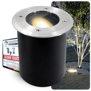 JUAVI schwenkbarer LED Bodenstrahler rund IP67 mit LED GU10 3W warmweiß 230V - Bild 1 von 11