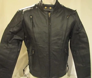 MEN'S BLACK VENTED COWHIDE LEATHER MOTORCYCLE JACKET ( MEDIUM) Reg.$199 CLOSEOUT - Picture 1 of 3