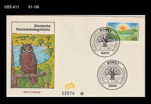 Pájaro, búho, bosque, vida silvestre, árbol, Alemania 1980 FDC, cubierta - Imagen 1 de 1