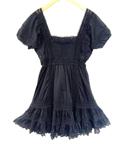 UNDERCOVER Mini abito bohémien nero Victoria Secret 8 pizzi arricciati bohémien corto festa