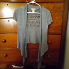 ROUTE 66 - Lace Cardigan Short Sleeve Cardigan in Gray