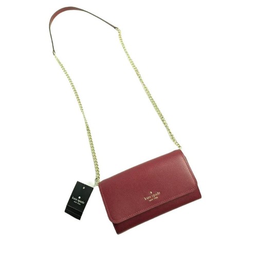 Portafoglio Kate Spade Darcy Chain Borsa a tracolla Rossa Sangri Nuova con etichette $269
