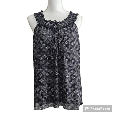 B Wear Byer California Junior's XL Black White Geometric Lined Sleeveless Top - Image 1 of 4
