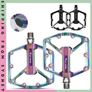 WEST BIKING Bicycle Pedals DU Sealed Bearing Cycling Pedal MTB Road Bike Widen - Picture 1 of 14