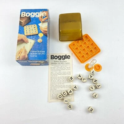 Vintage 1980 Boggle Parker Brothers Hidden Word Game Wood Letter Cubes No.104 - Image 1 of 4