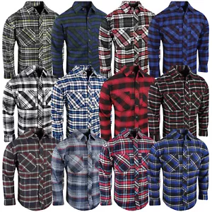 Camisa de Franela a Cuadros para Hombres Suave NUEVA Colores Doble Bolsillo en el Pecho Abotonada Western b - Imagen 1 de 31
