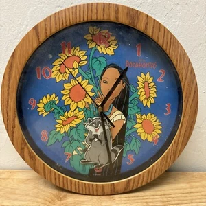 Disney Pocahontas Wall Clock Round 11 Inches Working Moving Meeko - Picture 1 of 3
