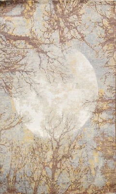 Nature Print Contemporary Wool/ Silk Abstract Oriental Area Rug Hand-knotted 6x9 - Image 1 of 4