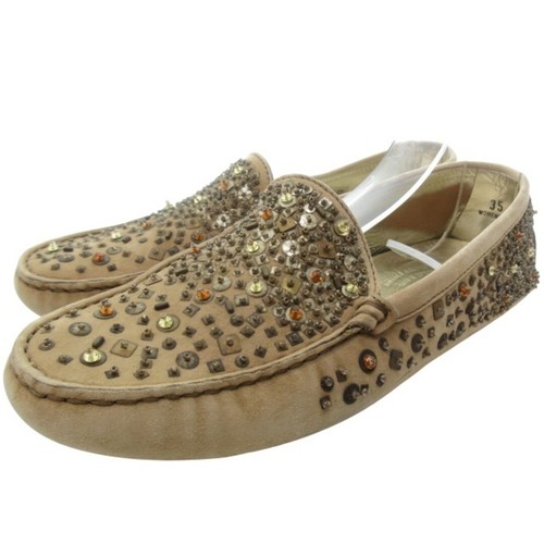 TOD’S Mocassini mocassini scarpe da guida decorati Tod's Bijou scamosciati marrone beige 35 usati