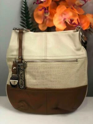 B. MAKOWSKY Color Block Metallic Ivory Crocs Leather Crossbody Bag - Image 1 of 4