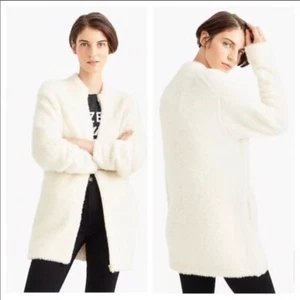 J Crew Point Sur K2436 NWT Size Small Soft White Fuzzy Cardigan Sweater Jacket - Picture 1 of 13