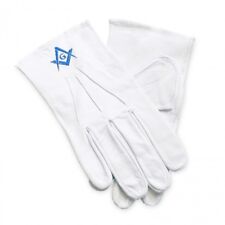 White 100% Soft Leather Masonic Gloves with Sq & Compass G