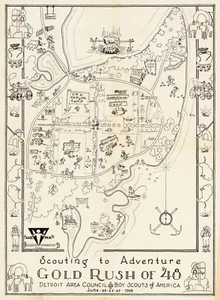 1948 Mapa - Póster de Pared Boy Scouts of America retiro temático de la fiebre del oro - Imagen 1 de 2