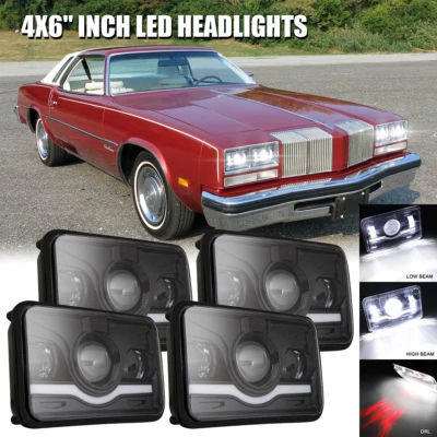 Faros LED de haz alto/bajo DRL 4 PIEZAS 4x6" para Oldsmobile Cutlass Supreme 1976-1988 Foto 1 de 4