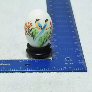 Huevos pájaros asiáticos vintage pintados/firmados a mano con soporte - Imagen 1 de 8