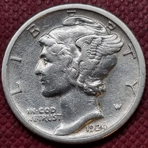 1924 S Mercury Dime 10c Higher Grade AU #65756 - Picture 1 of 2