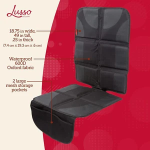 NEW- Lusso Gear Car Seat Protector for Baby Car Seat Thick Padding Mesh Storage - Picture 1 of 6
