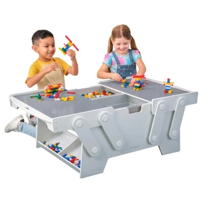 New KidKraft Building Bricks Play N Store Mega Table w/210 Bricks, White 1601399 - Image 1 of 4