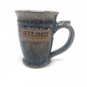 STUMO art pottery mug Kansas State University Blue Brown Speckle potters wheel - Picture 1 of 6