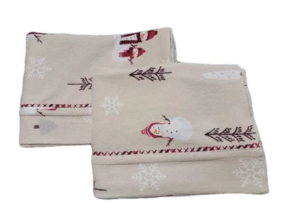 Juego de 2 fundas de almohada de franela tostada con muñecos de nieve rojos y blancos 20 X 30 estándar/queen Foto 1 de 4