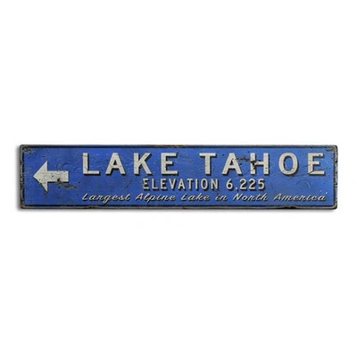 Custom Lake Elevation Arrow Sign - Rustic Hand Made Distressed Wooden - Image 1 of 3