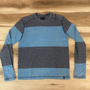 Prana Pullover Herren Medium Langarm Rundhals blau grau gestreift Freizeit - Bild 1 von 10