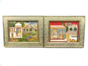 2 alte Gemälde Asien Mogul  Indien Hindu Erotische Szenen  30 cm x 22 cm - Picture 1 of 7